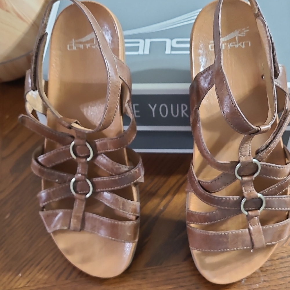 Dansko Tan Leather Strappy Sandals